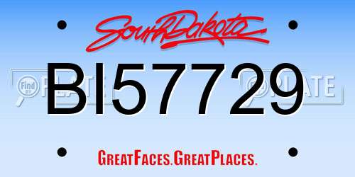 BI57729 South Dakota License Plate