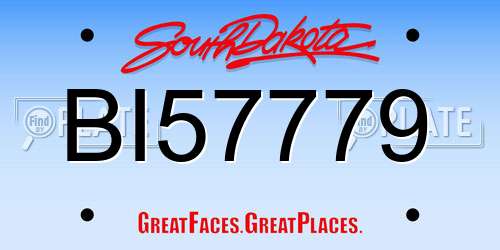 BI57779 South Dakota License Plate