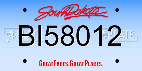 BI58012 South Dakota License Plate