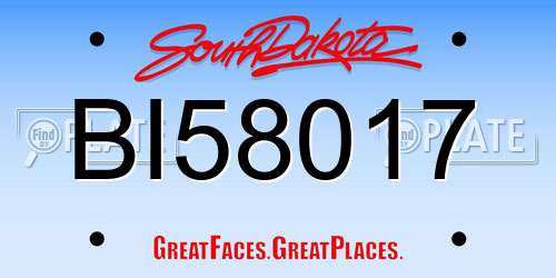 BI58017 South Dakota License Plate