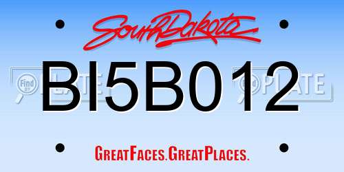 BI5B012 South Dakota License Plate