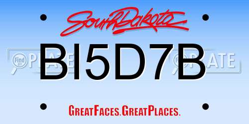 BI5D7B South Dakota License Plate