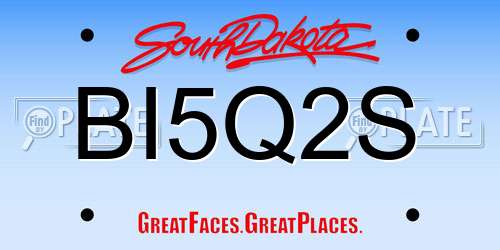 BI5Q2S South Dakota License Plate