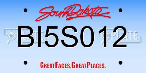 BI5S012 South Dakota License Plate
