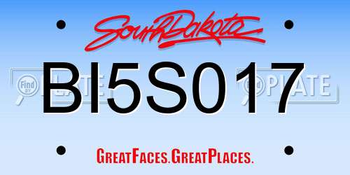BI5S017 South Dakota License Plate
