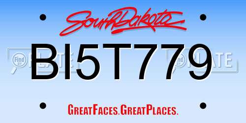 BI5T779 South Dakota License Plate
