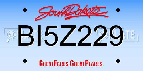 BI5Z229 South Dakota License Plate