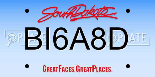 BI6A8D South Dakota License Plate