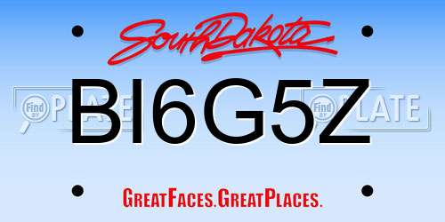 BI6G5Z South Dakota License Plate