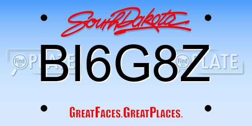 BI6G8Z South Dakota License Plate