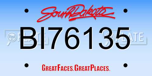 BI76135 South Dakota License Plate