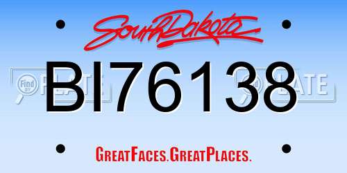 BI76138 South Dakota License Plate