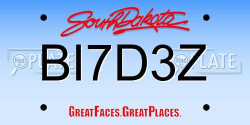 BI7D3Z South Dakota License Plate