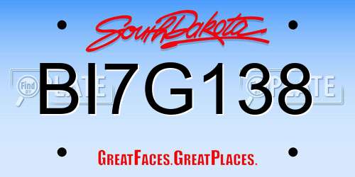 BI7G138 South Dakota License Plate