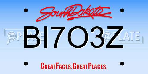 BI7O3Z South Dakota License Plate