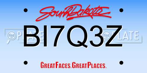 BI7Q3Z South Dakota License Plate
