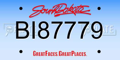 BI87779 South Dakota License Plate