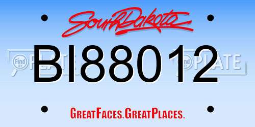 BI88012 South Dakota License Plate
