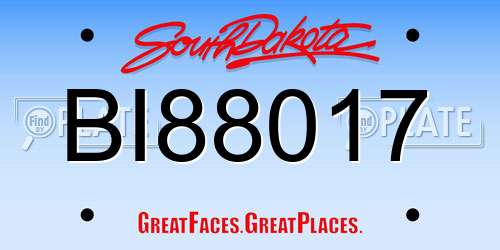 BI88017 South Dakota License Plate