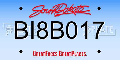 BI8B017 South Dakota License Plate
