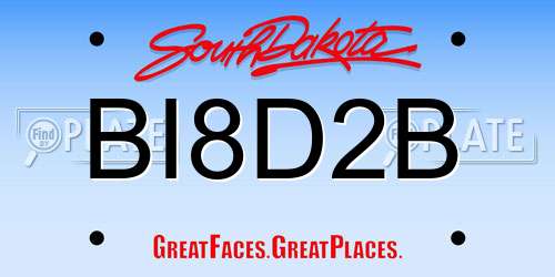 BI8D2B South Dakota License Plate