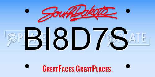 BI8D7S South Dakota License Plate