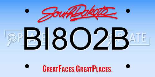 BI8O2B South Dakota License Plate