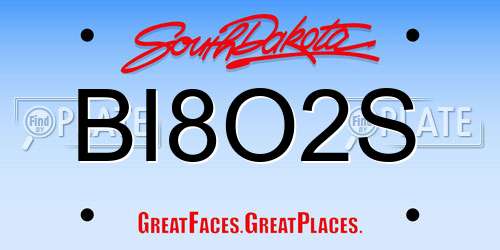 BI8O2S South Dakota License Plate