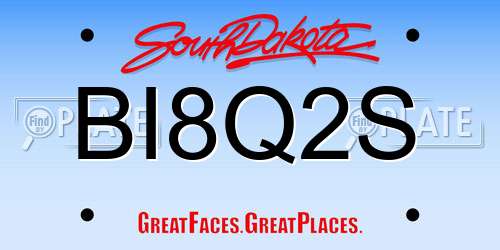 BI8Q2S South Dakota License Plate