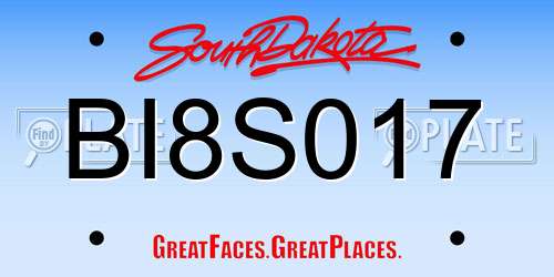BI8S017 South Dakota License Plate