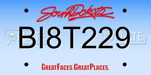 BI8T229 South Dakota License Plate