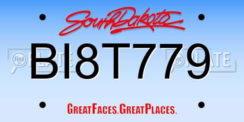 BI8T779 South Dakota License Plate