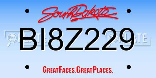 BI8Z229 South Dakota License Plate