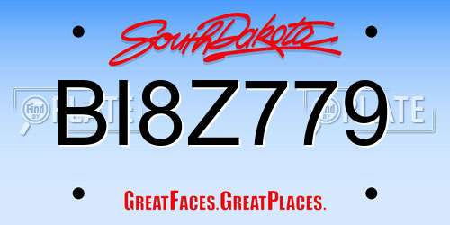 BI8Z779 South Dakota License Plate
