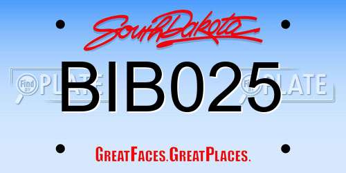 BIB025 South Dakota License Plate