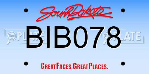 BIB078 South Dakota License Plate