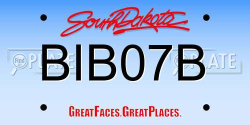 BIB07B South Dakota License Plate