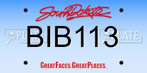 BIB113 South Dakota License Plate