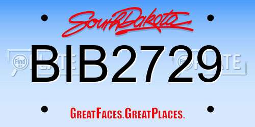 BIB2729 South Dakota License Plate
