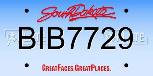 BIB7729 South Dakota License Plate