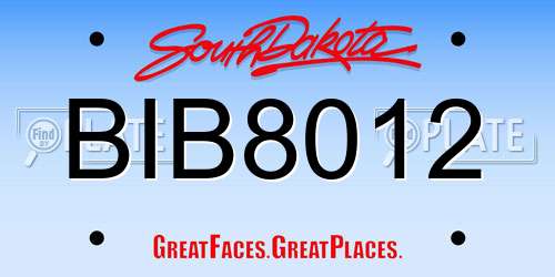 BIB8012 South Dakota License Plate