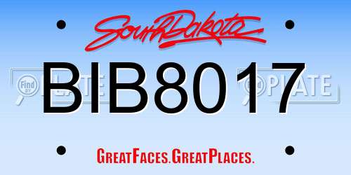 BIB8017 South Dakota License Plate