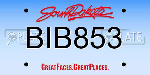 BIB853 South Dakota License Plate