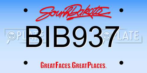 BIB937 South Dakota License Plate