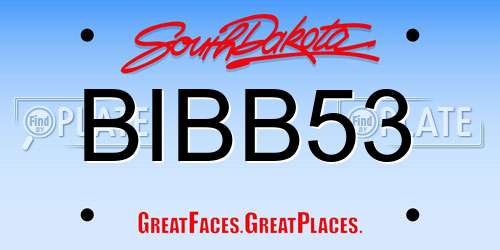 BIBB53 South Dakota License Plate