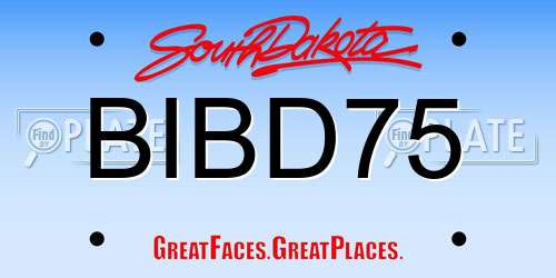 BIBD75 South Dakota License Plate