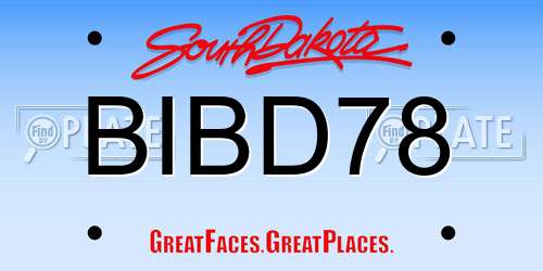 BIBD78 South Dakota License Plate