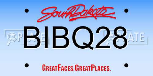 BIBQ28 South Dakota License Plate