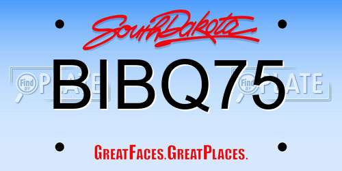 BIBQ75 South Dakota License Plate