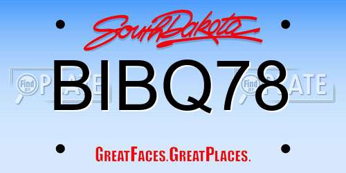 BIBQ78 South Dakota License Plate